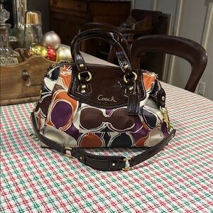 Coach Ashley F20034 Scarf Print Multicolor Sateen Satchel